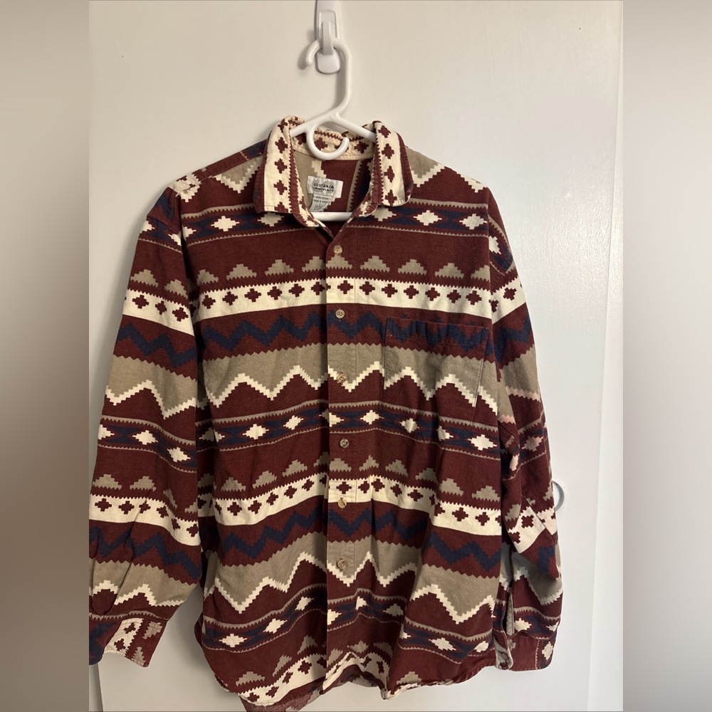 Men’s vintage Sostanza Aztec print button up flannel